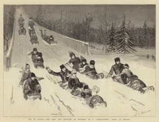Life in Canada, the Earl and Countess of Dufferin at a Tobogganing Party at Ottawa